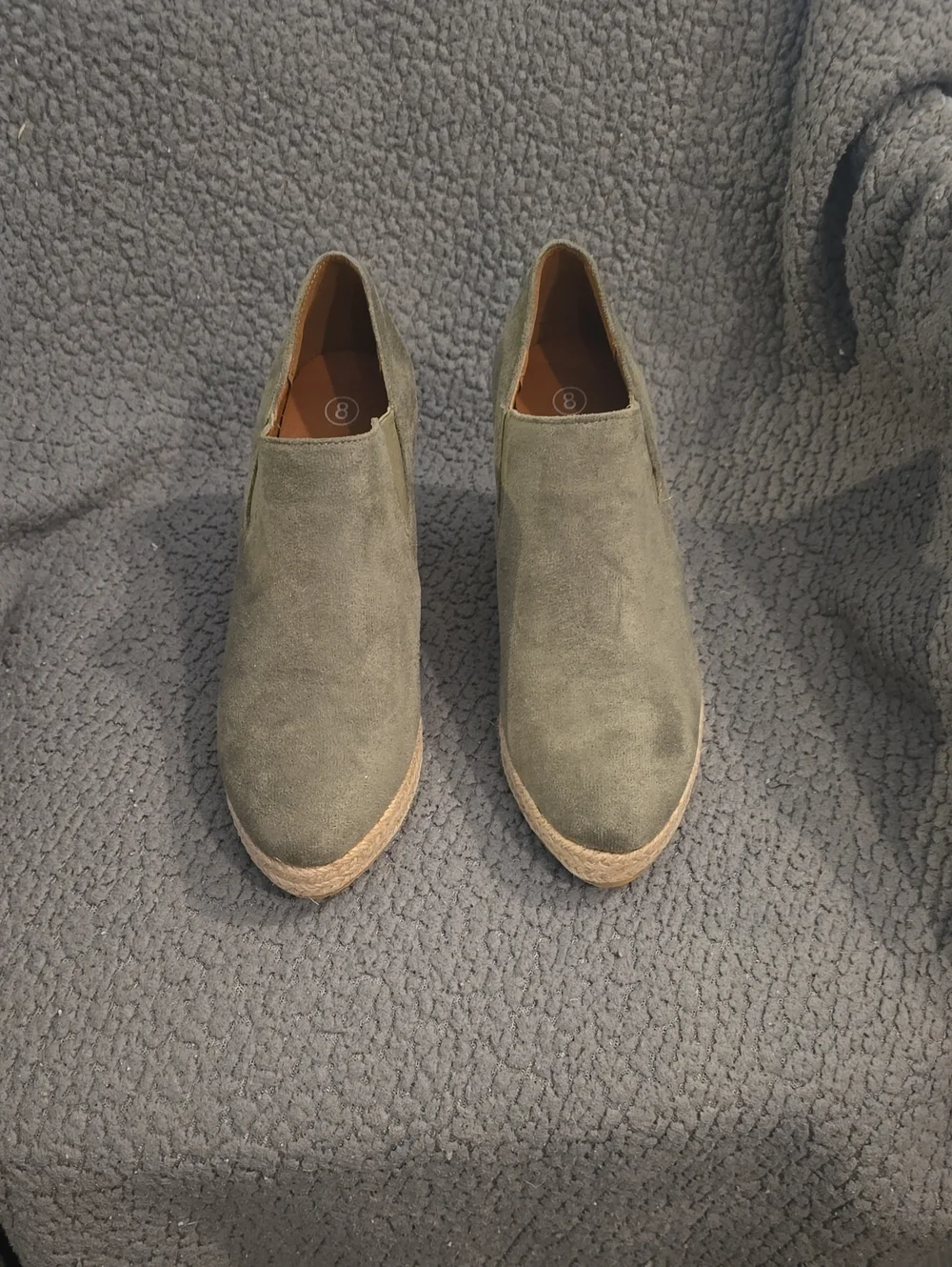 Suede Olive Wedge Espadrille Slip-On